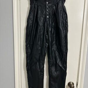 High-Waisted Black Faux Leather Pants